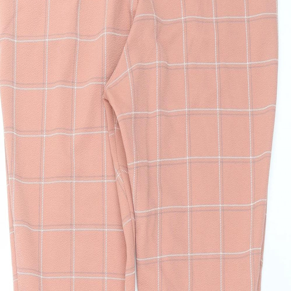 PRETTYLITTLETHING Womens Pink Check  Trousers  Size 14 L28 in