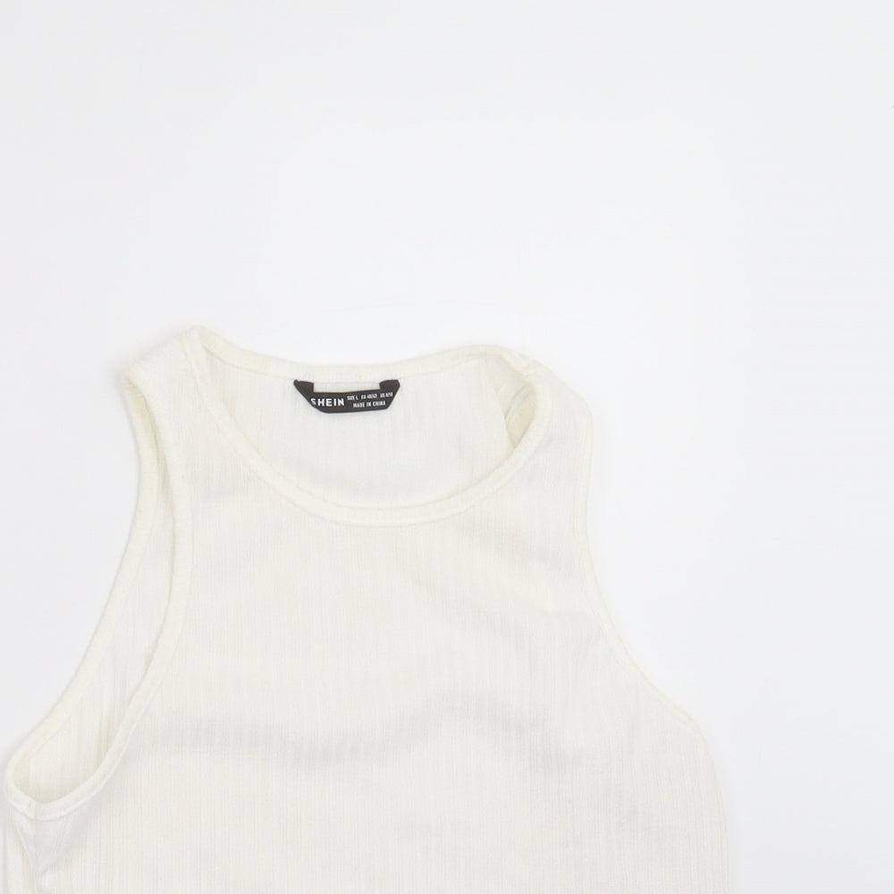 SheIn Womens Ivory Striped Knit Pullover Jumper Size L