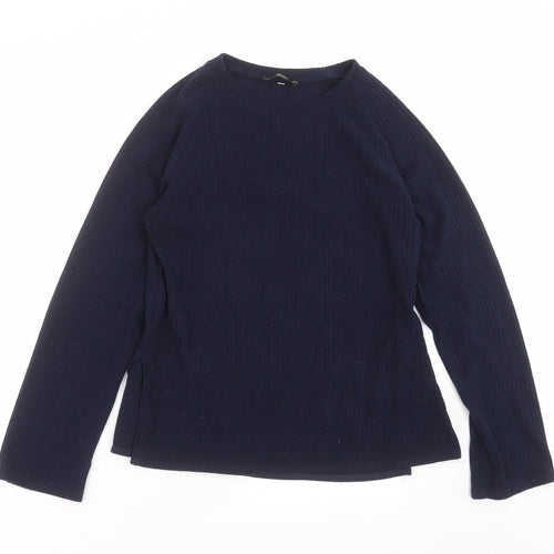 nowrain Womens Blue Striped Knit Pullover Jumper Size XL