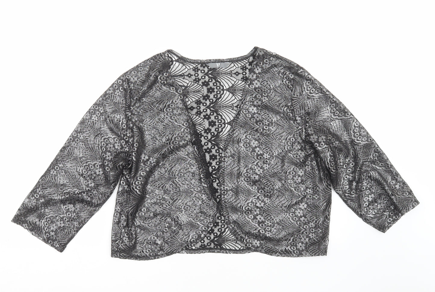 BHS Womens Grey Floral  Shrug Jumper Size 20  - sheer