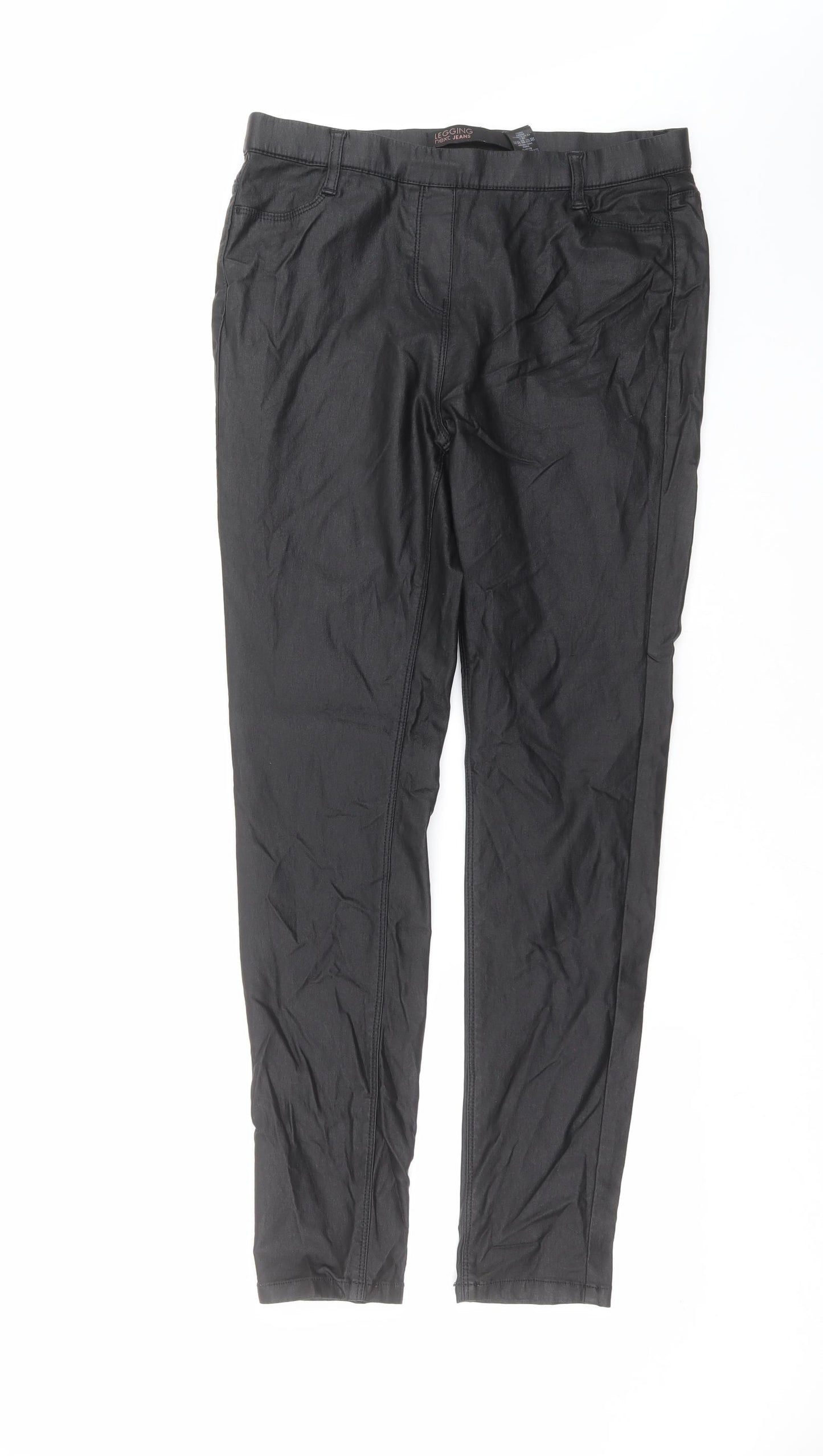 NEXT Womens Black   Jegging Jeans Size 14 L29 in - Wet look