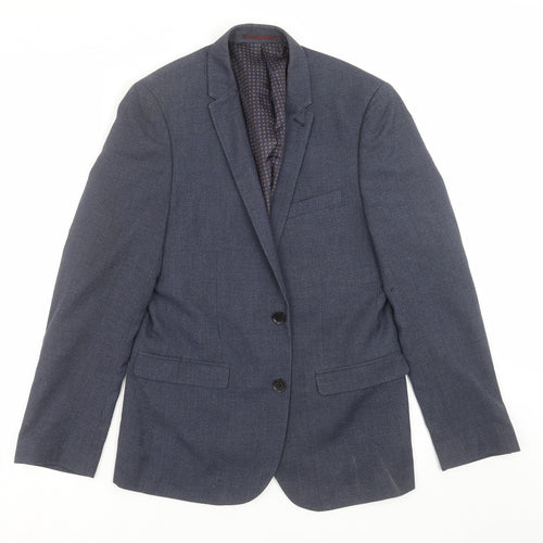 Harry Brown Mens Blue Geometric  Jacket Suit Jacket Size 38