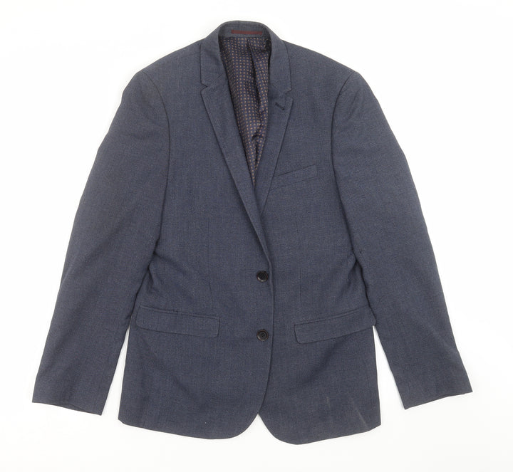 Harry Brown Mens Blue Geometric Jacket Suit Jacket Size 38
