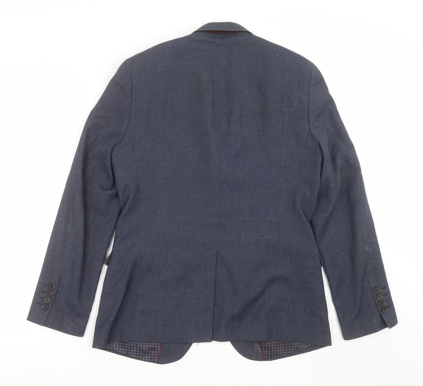 Harry Brown Mens Blue Geometric  Jacket Suit Jacket Size 38