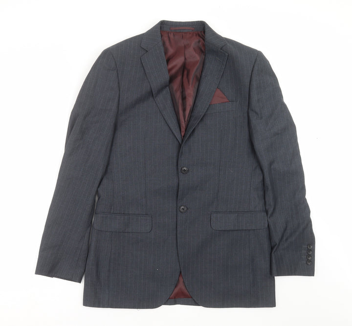 George Mens Blue Striped Jacket Suit Jacket Size 36