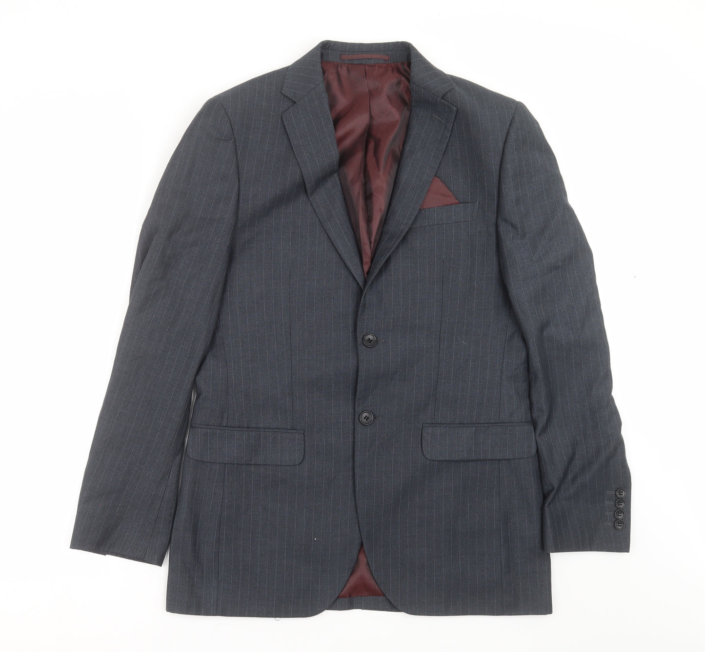 George Mens Blue Striped  Jacket Suit Jacket Size 36