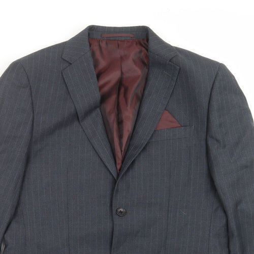 George Mens Blue Striped  Jacket Suit Jacket Size 36
