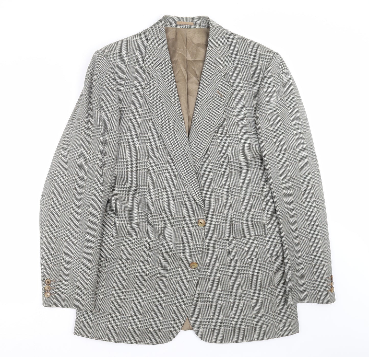 George Arthur Dunn Mens Grey Houndstooth  Jacket Suit Jacket Size 42