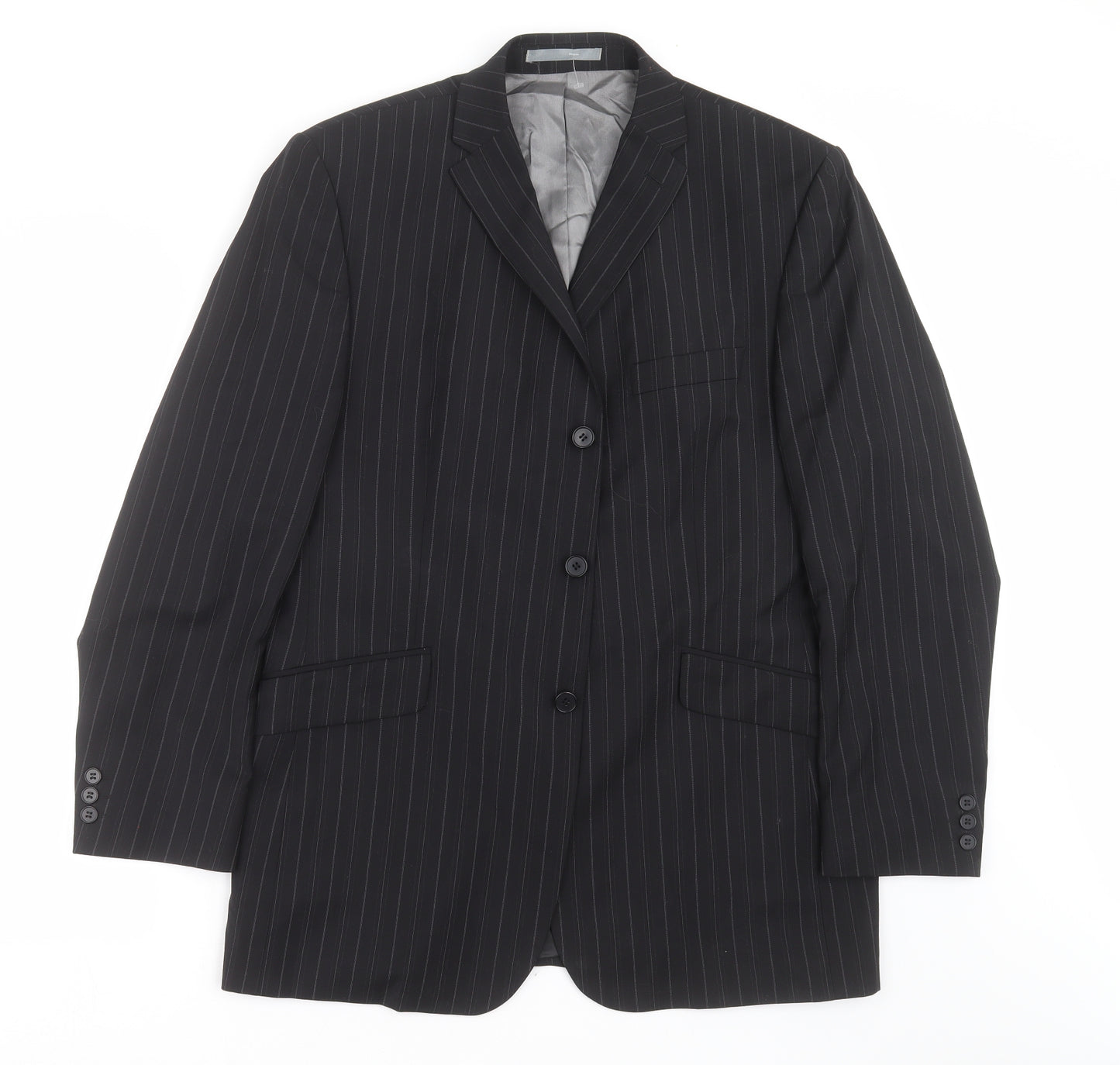 Karl Jackson Mens Black Striped  Jacket Suit Jacket Size 42