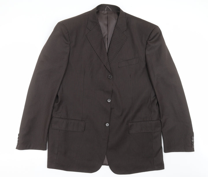 RGA Mens Brown Striped  Jacket Suit Jacket Size 46