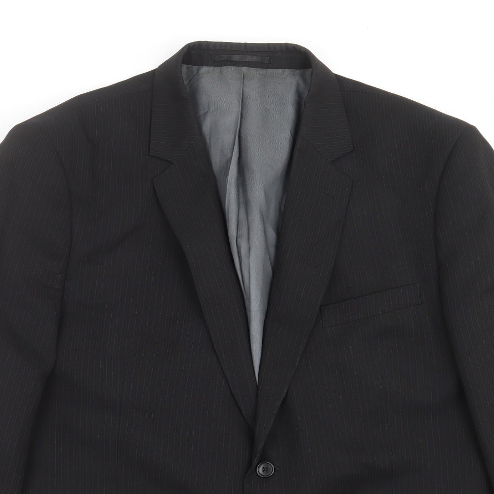 F&F Mens Black Striped  Jacket Suit Jacket Size 46