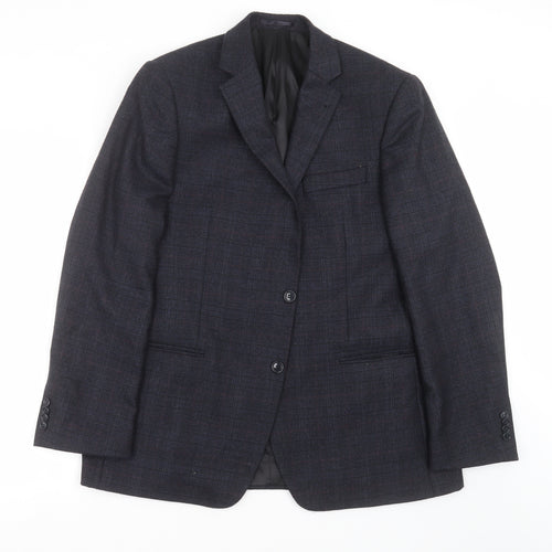 ALFREDO Mens Blue Check  Jacket Suit Jacket Size 46