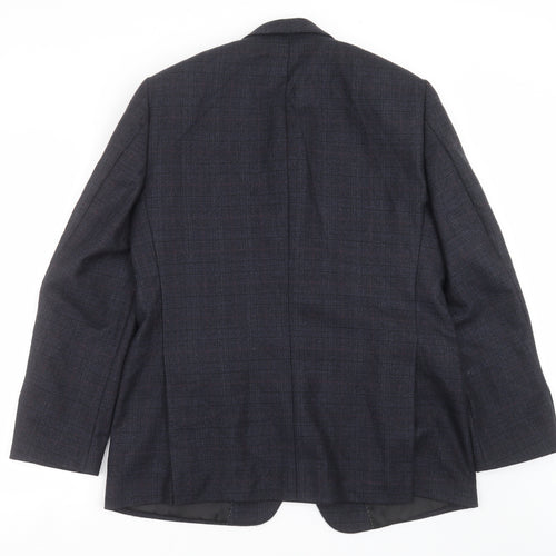 ALFREDO Mens Blue Check  Jacket Suit Jacket Size 46