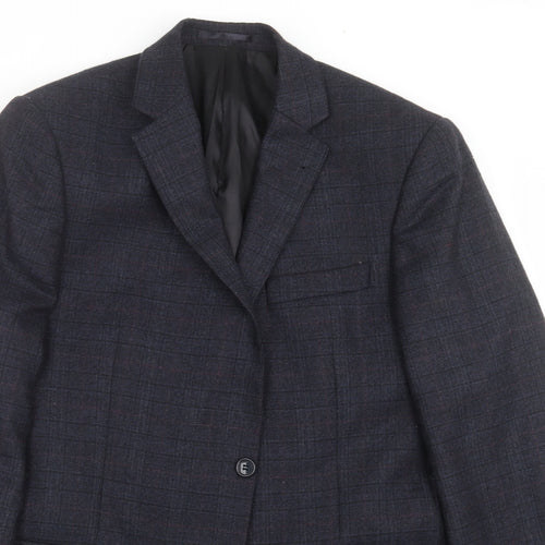 ALFREDO Mens Blue Check  Jacket Suit Jacket Size 46
