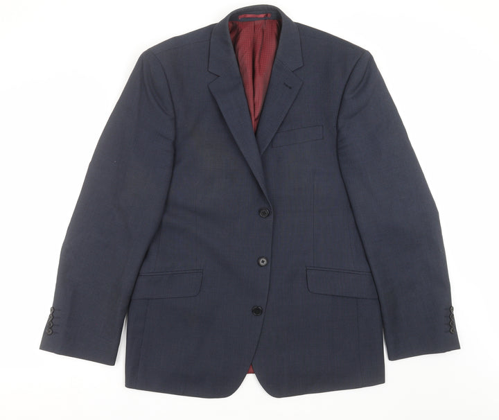 NEXT Mens Blue Geometric Jacket Suit Jacket Size 42 - Tailored fit