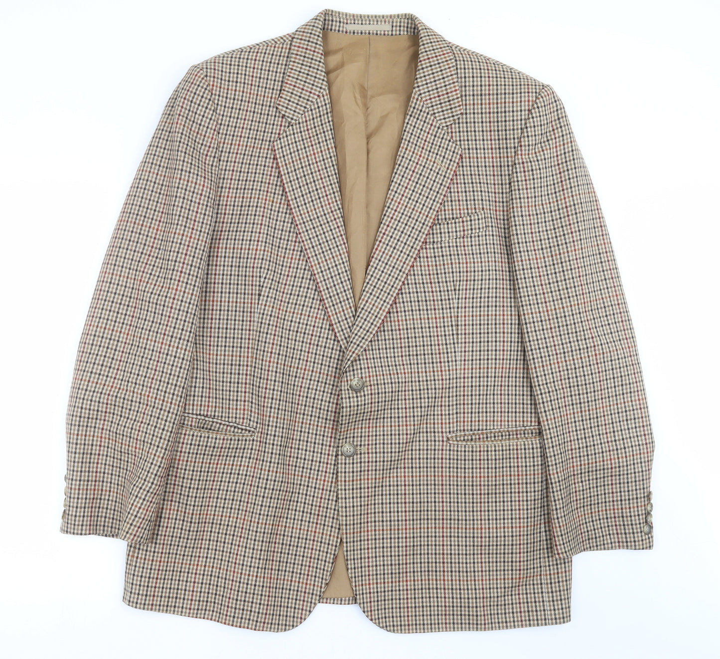 st michael Mens Beige Check  Jacket Suit Jacket Size 44