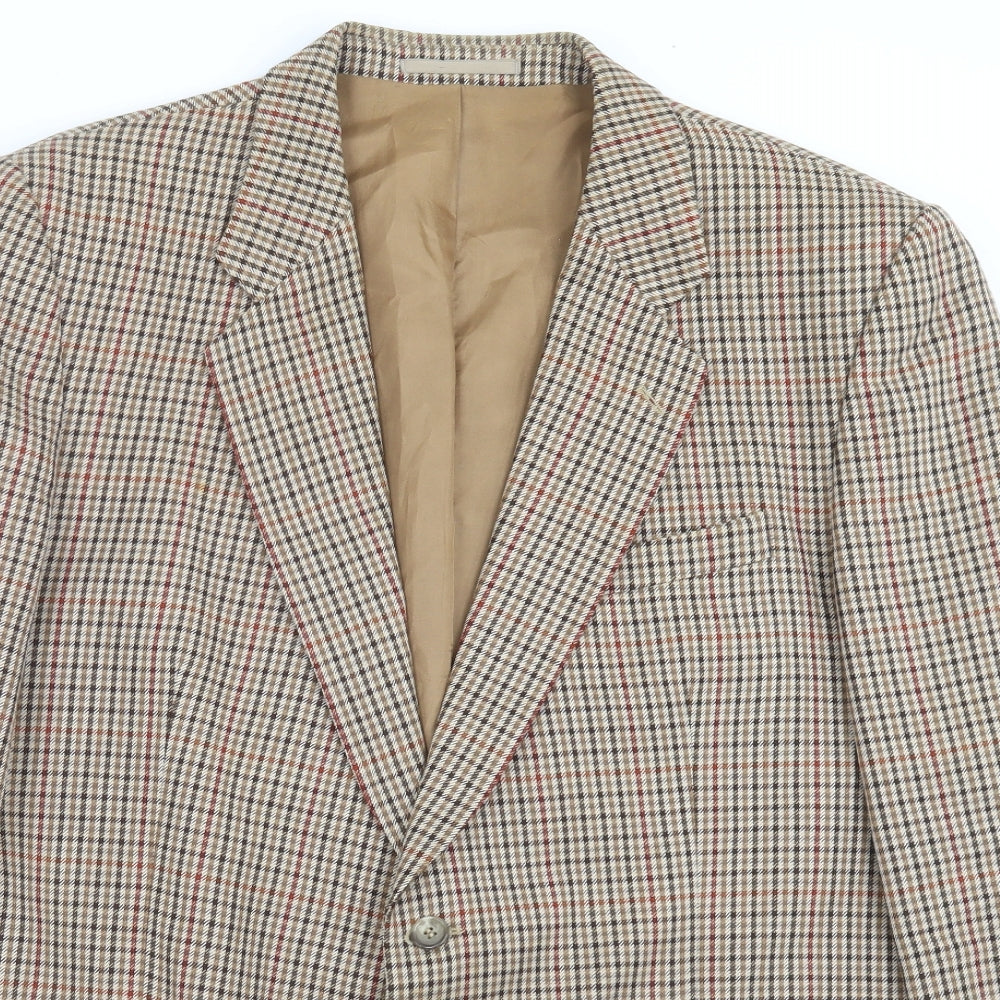 st michael Mens Beige Check  Jacket Suit Jacket Size 44