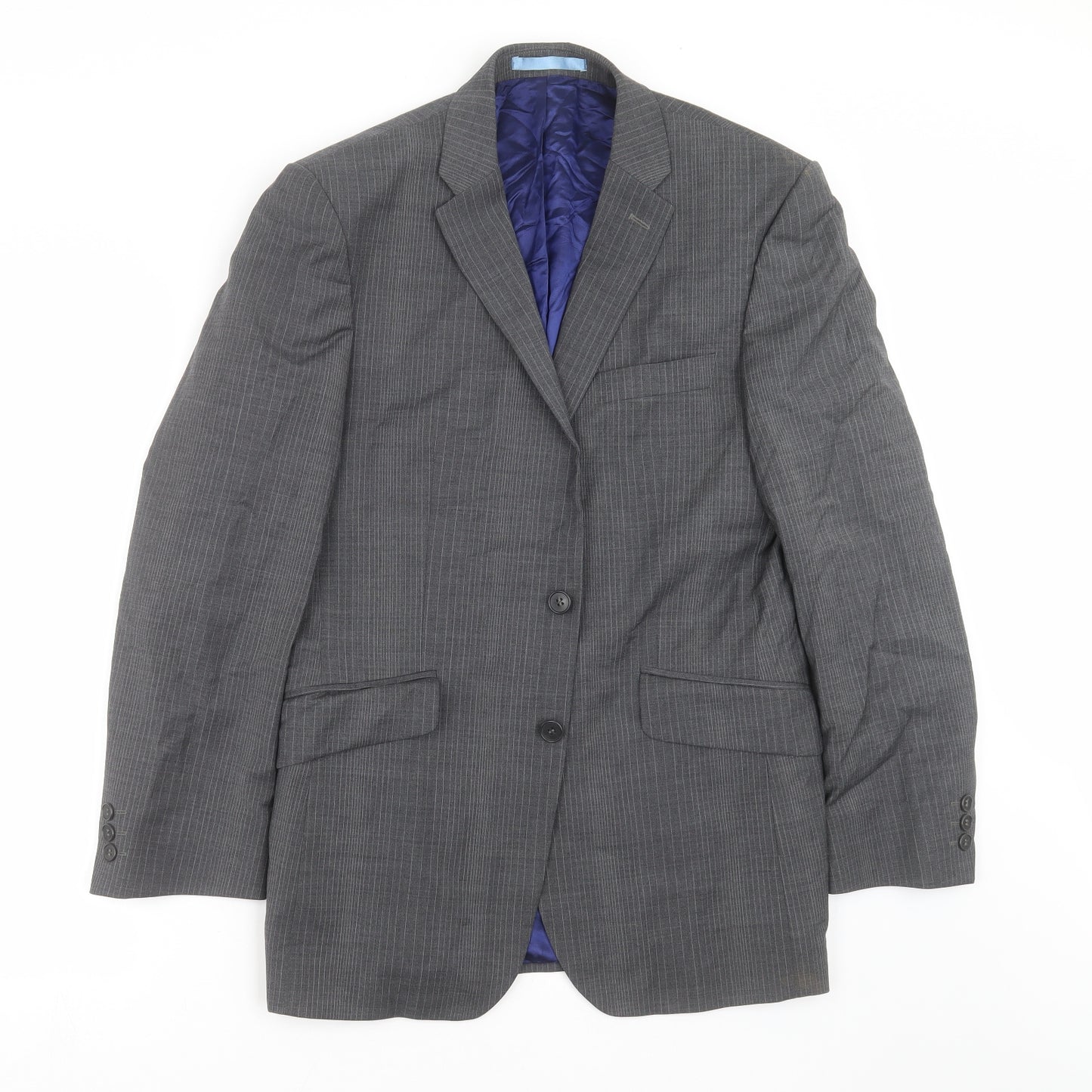 Burton Mens Grey Striped  Jacket Suit Jacket Size 38