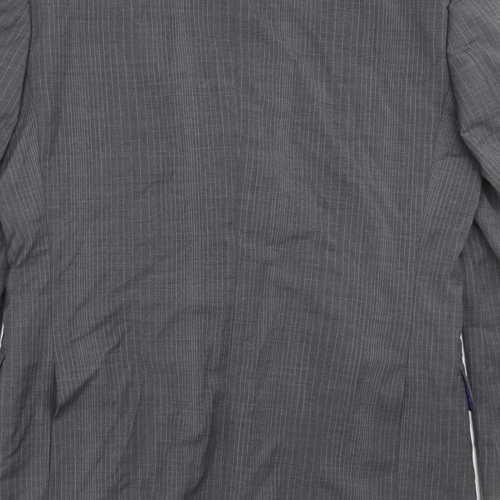 Burton Mens Grey Striped  Jacket Suit Jacket Size 38