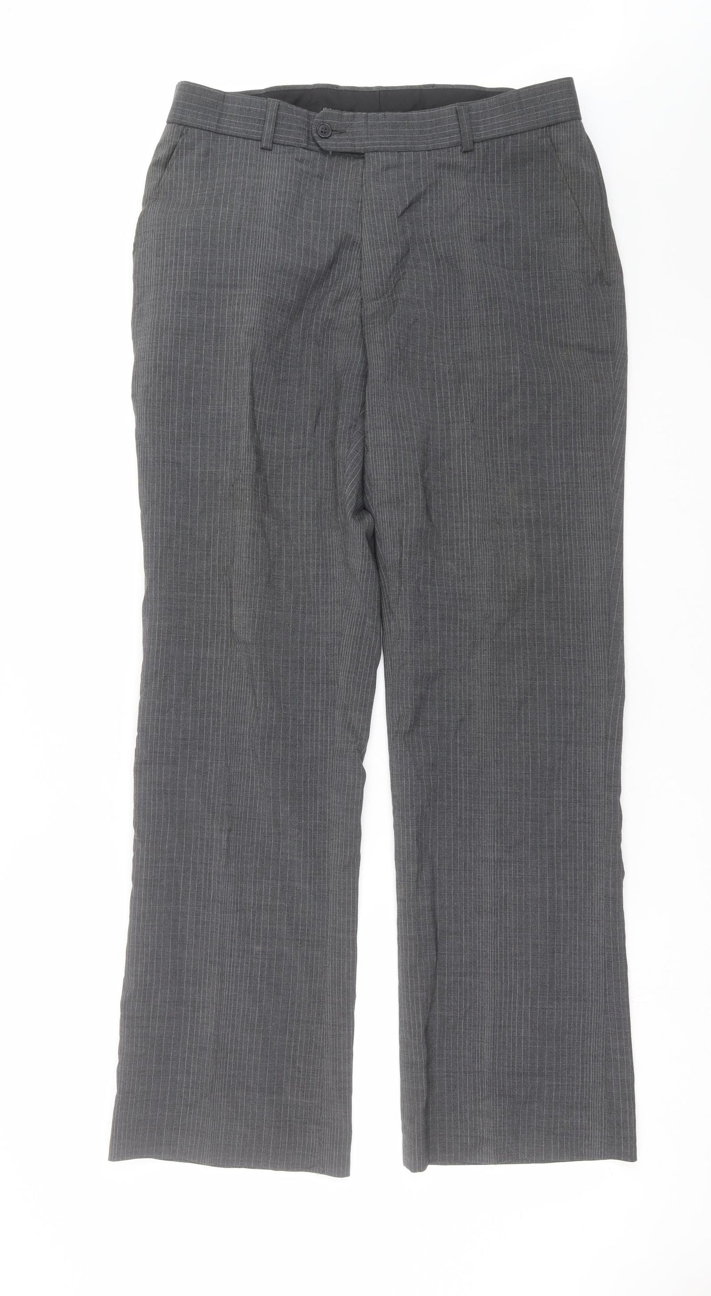 Burton Mens Grey Striped  Trousers  Size 34 in L31 in