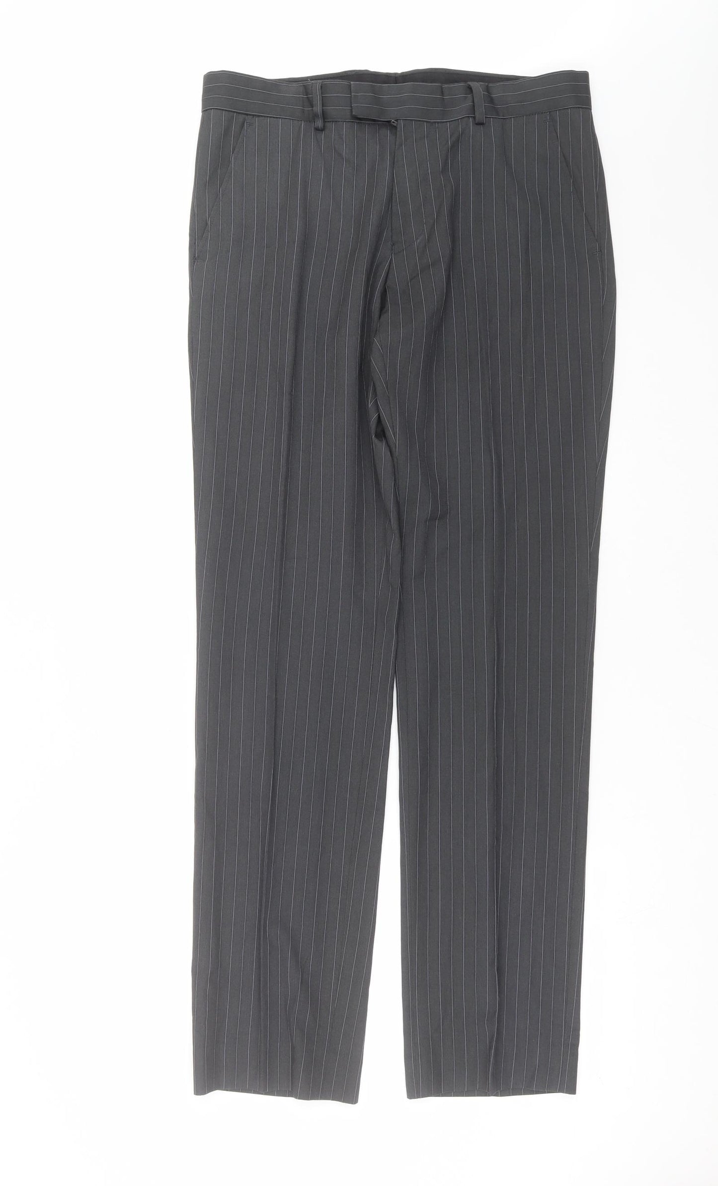 Red Herring Mens Grey Striped  Trousers  Size 32 in L33 in