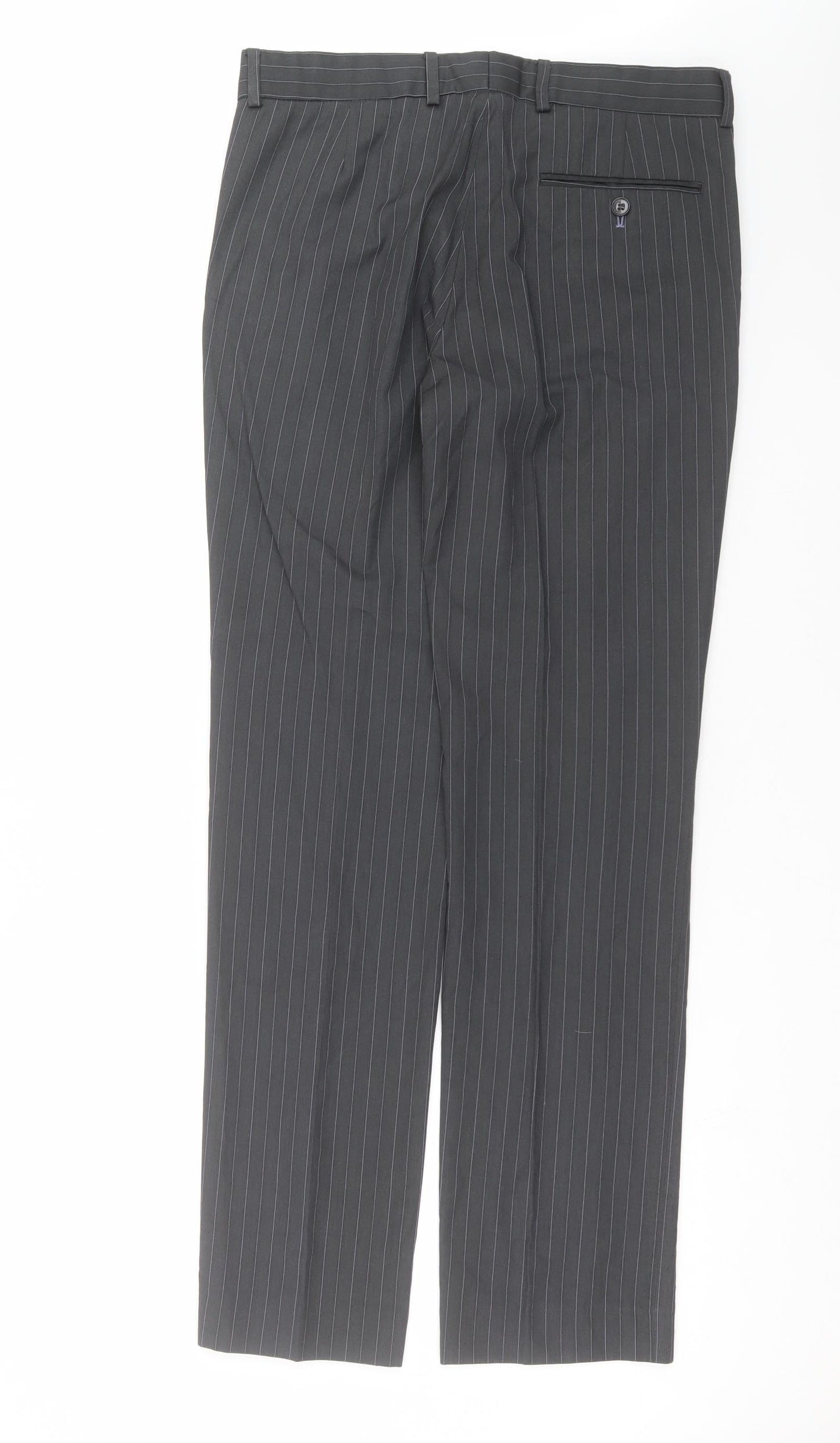 Red Herring Mens Grey Striped  Trousers  Size 32 in L33 in