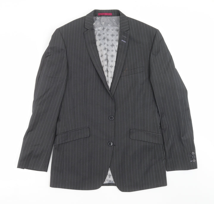 Red Herring Mens Grey Striped Jacket Suit Jacket Size 38