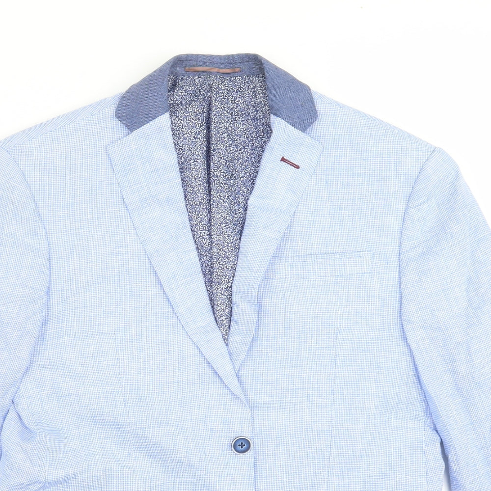 Van Heusen Mens Blue Houndstooth  Jacket Suit Jacket Size 36