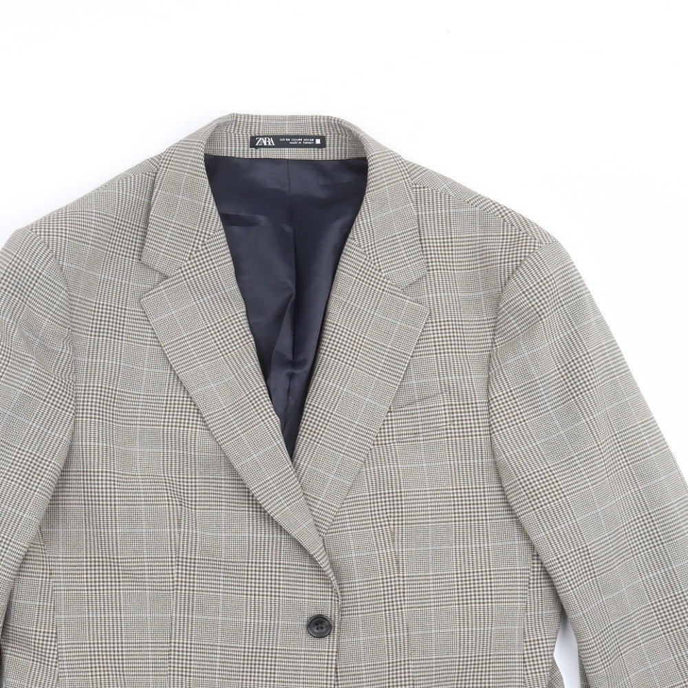 Zara Mens Brown Check  Jacket Suit Jacket Size 40
