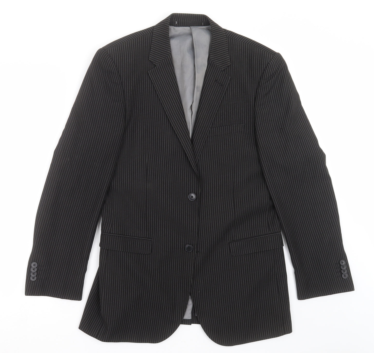 George Mens Black Striped  Jacket Suit Jacket Size 36