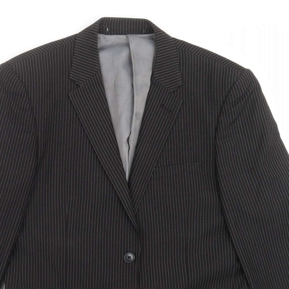 George Mens Black Striped  Jacket Suit Jacket Size 36