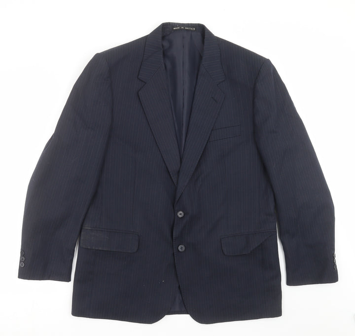 GREENWOODS Mens Blue Striped Jacket Suit Jacket Size 42