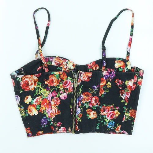 Topshop Womens Black Floral  Cropped Tank Size 10