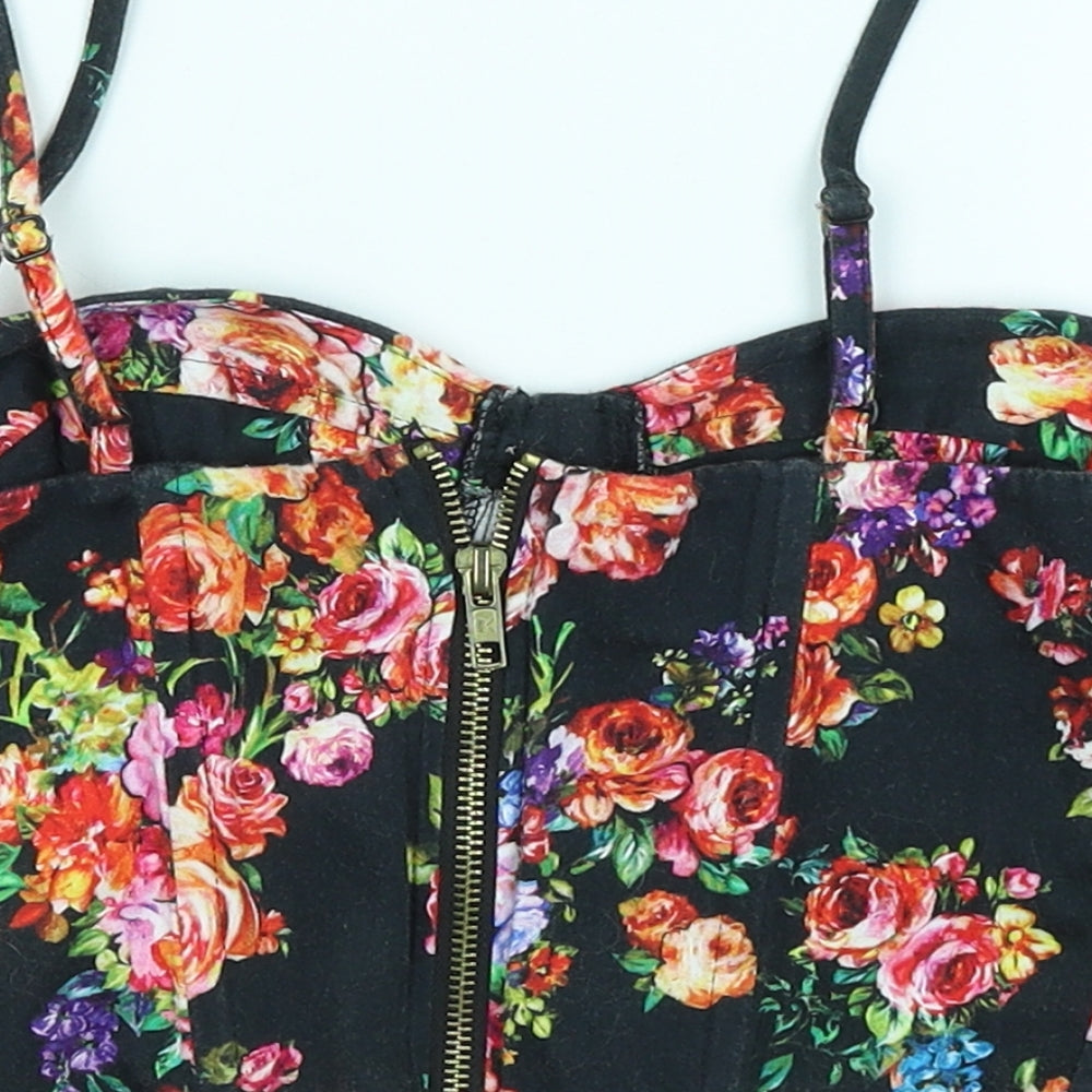 Topshop Womens Black Floral  Cropped Tank Size 10
