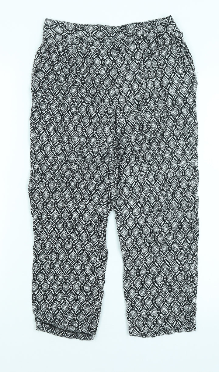 New Look  Womens Black Paisley  Cropped Trousers Size 8 L20 in