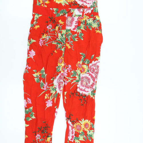 Dorothy Perkins Womens Red Floral  Romper One-Piece Size 8 L25 in