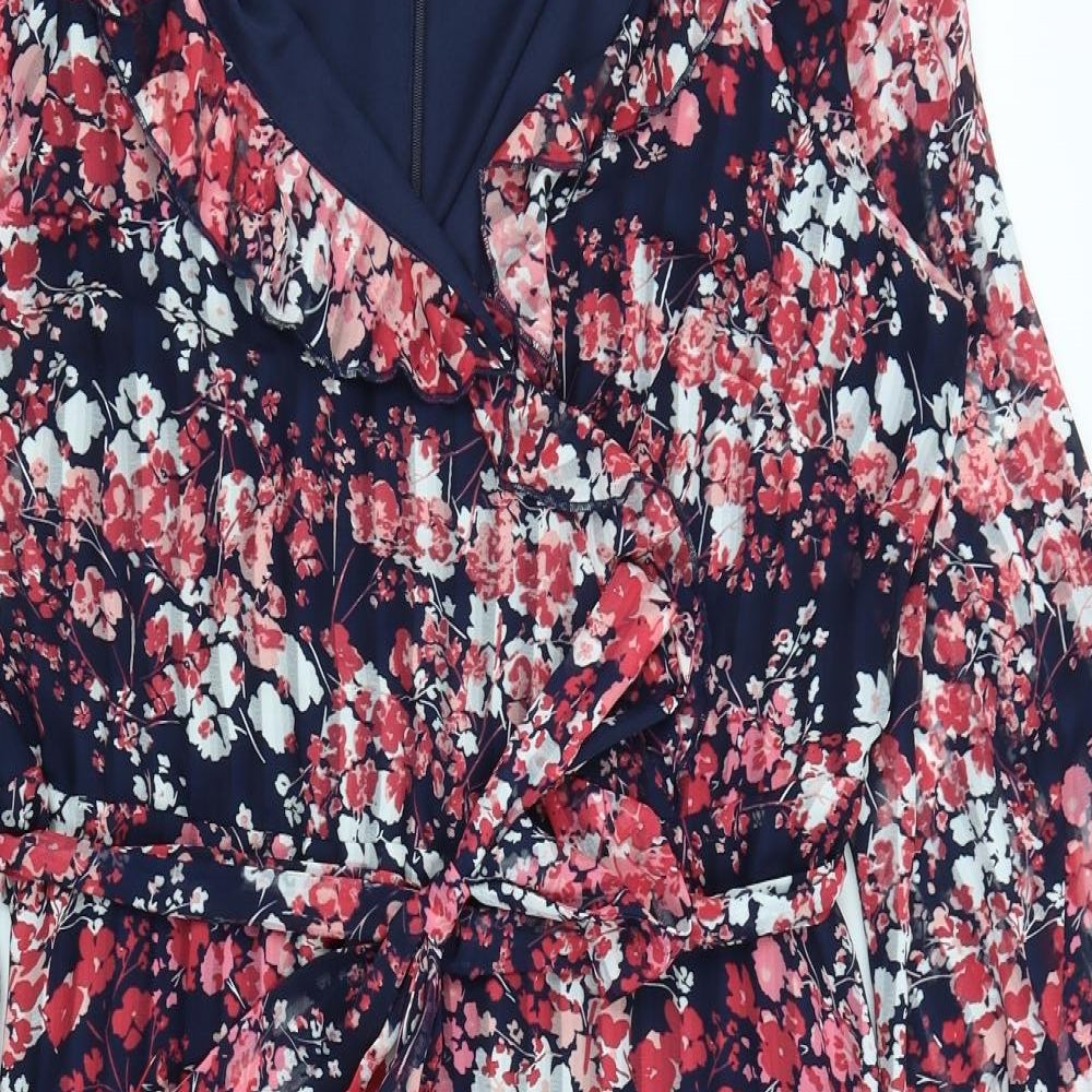 Roman Womens Blue Floral  Fit & Flare  Size 16