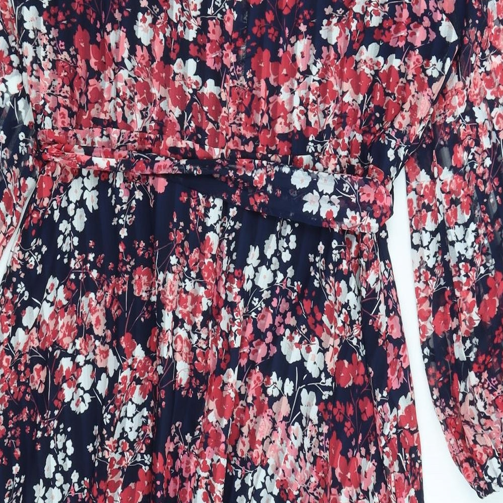 Roman Womens Blue Floral  Fit & Flare  Size 16