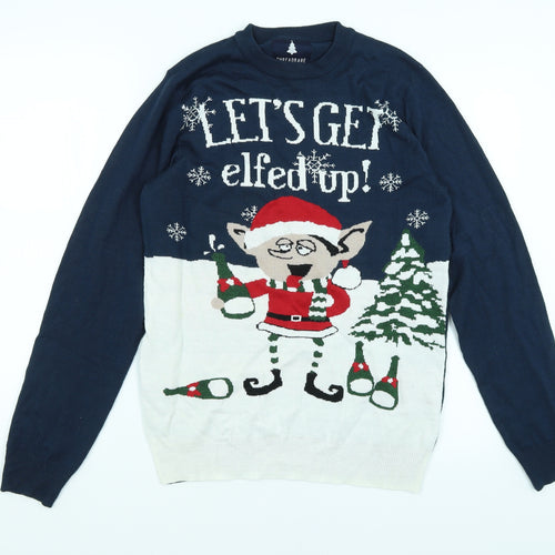 Threadbare Womens Blue   Pullover Jumper Size S  - Let's Get Elfed Up