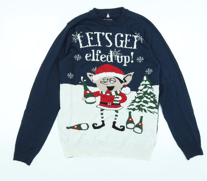 Threadbare Womens Blue   Pullover Jumper Size S  - Let's Get Elfed Up