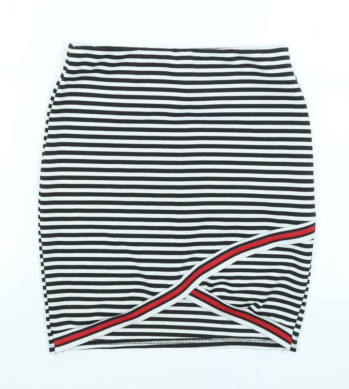 Nikka Womens White Striped  Straight & Pencil Skirt Size 10