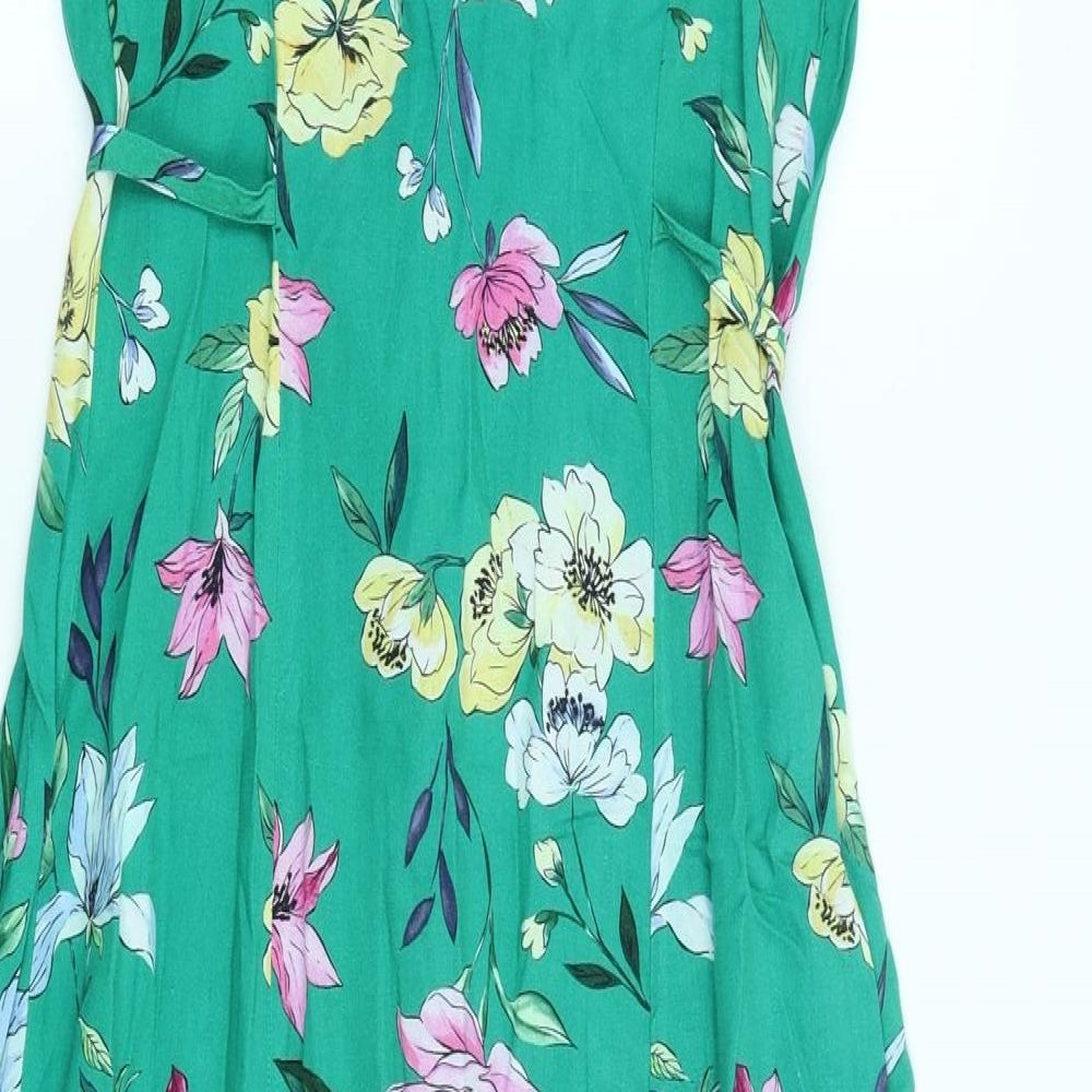 Bershka Womens Green Floral  Shirt Dress  Size M