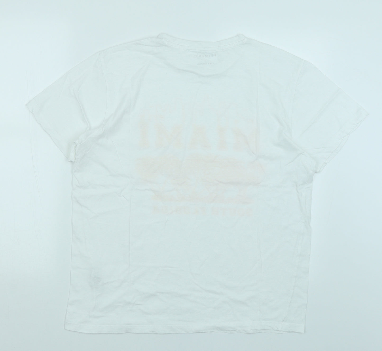 Primark Mens White    T-Shirt Size L  - Miami