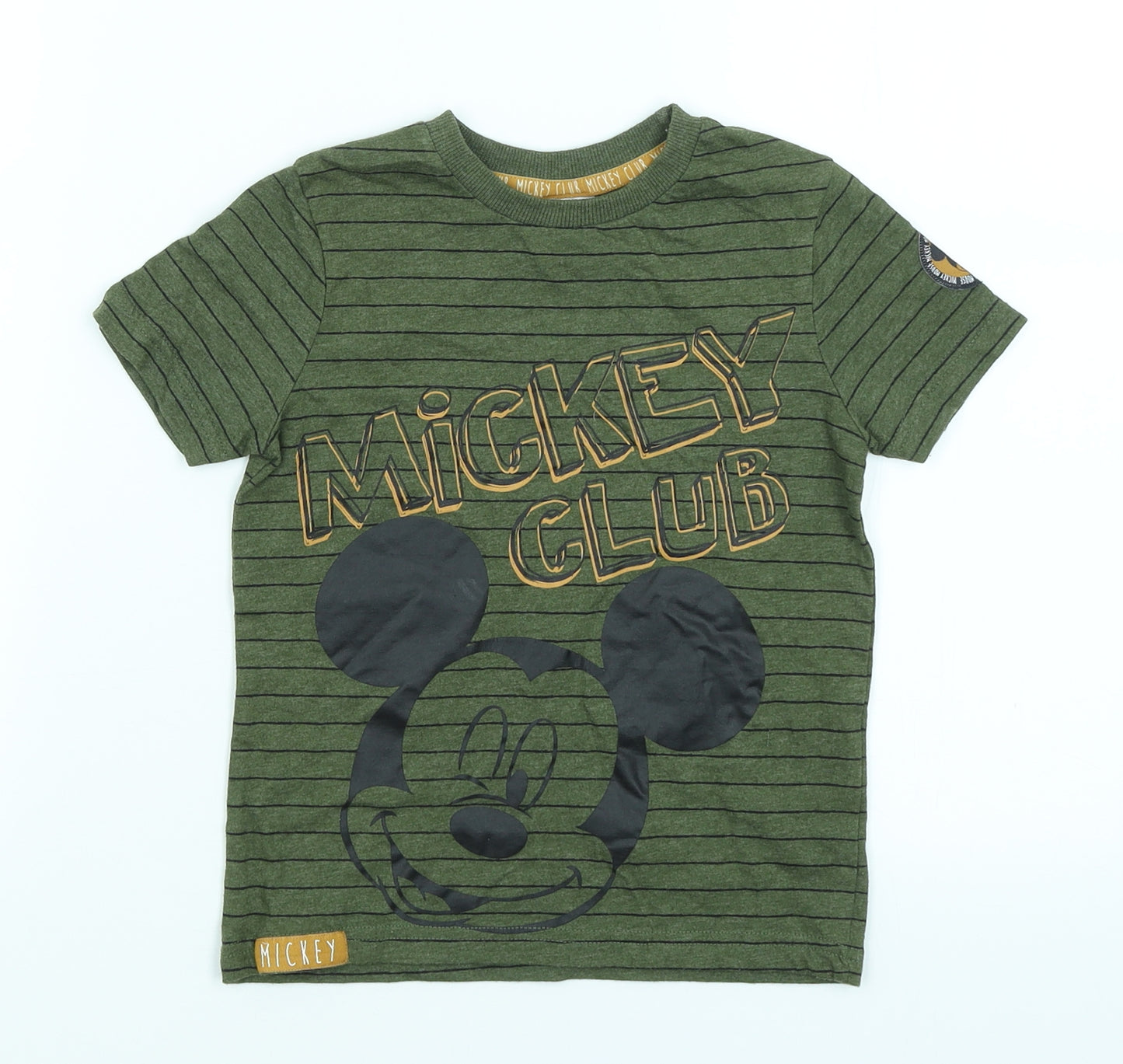Disney Boys Green Striped  Basic T-Shirt Size 3-4 Years  - Mickey Club