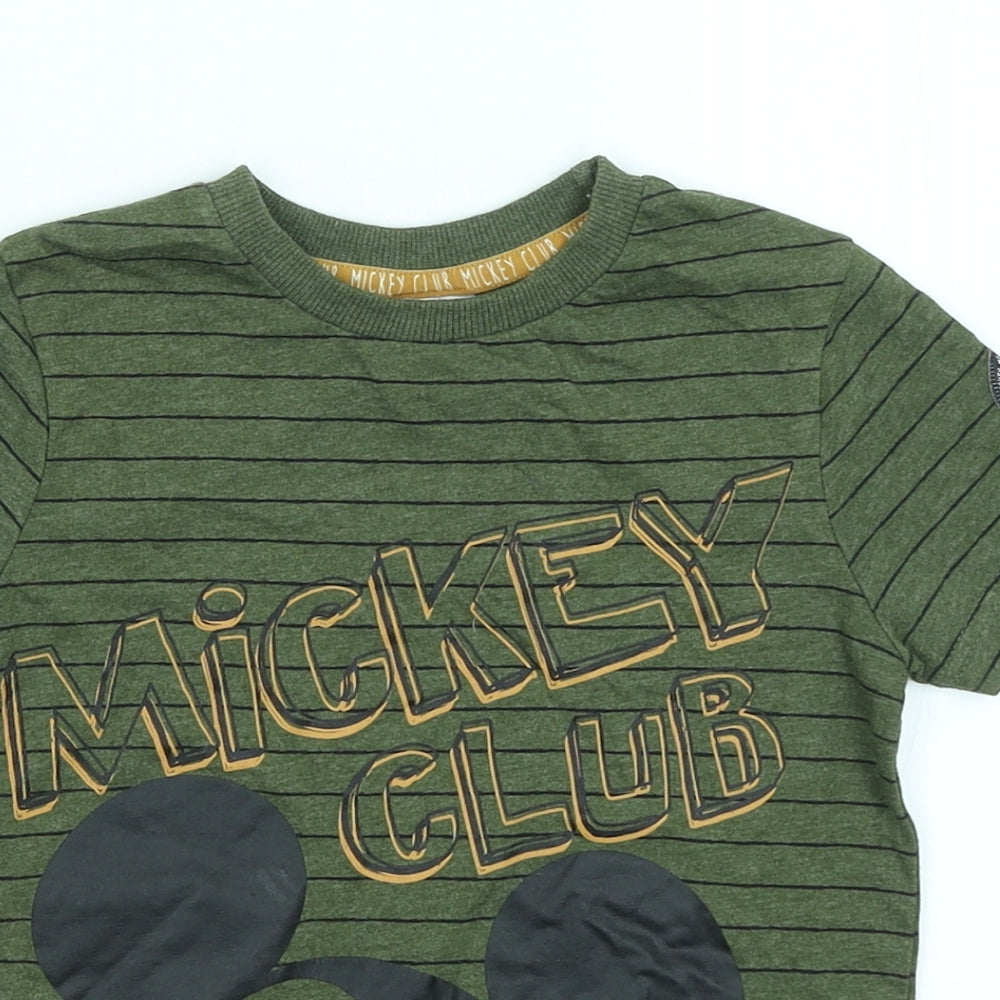 Disney Boys Green Striped  Basic T-Shirt Size 3-4 Years  - Mickey Club