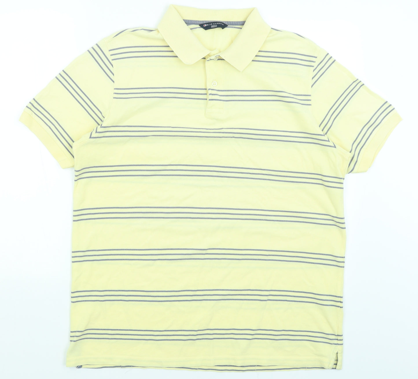 Blue Harbour Mens Yellow Striped   Polo Size XL