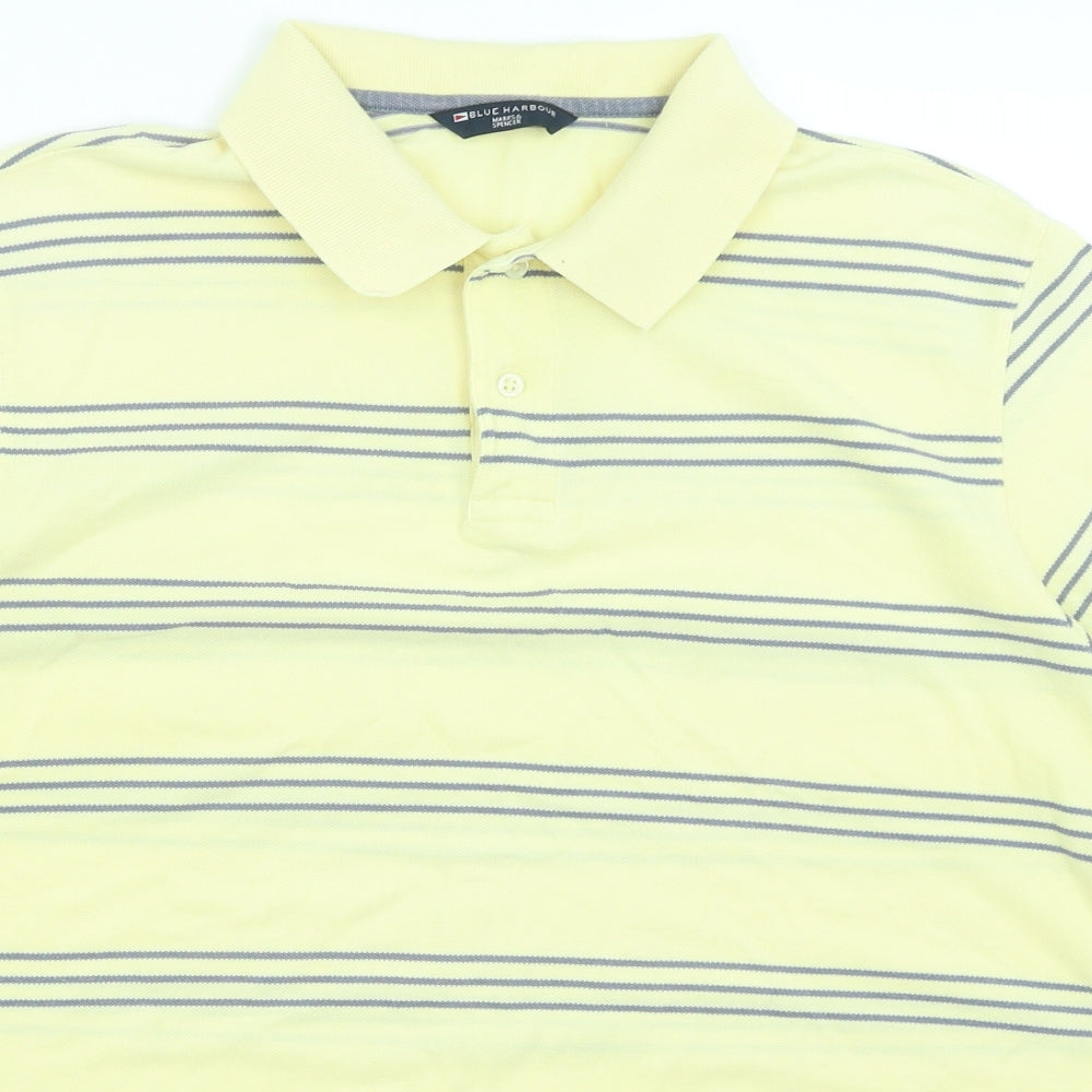 Blue Harbour Mens Yellow Striped   Polo Size XL
