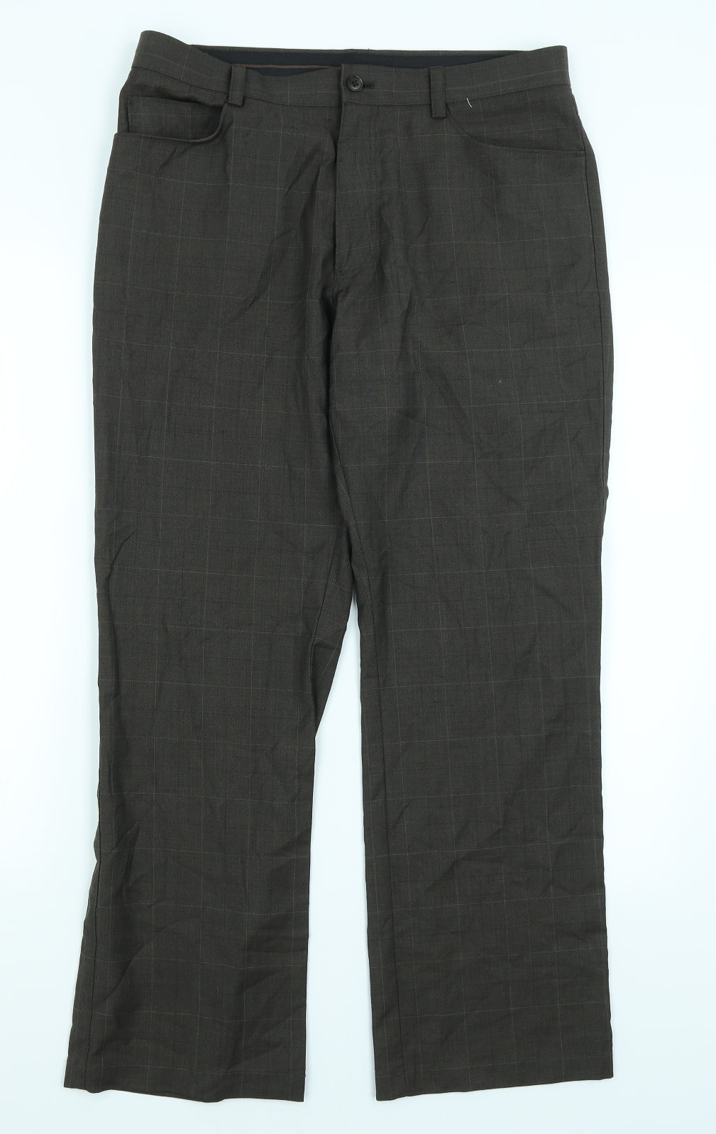 NEXT Mens Brown Check  Dress Pants Trousers Size 32 in L29 in