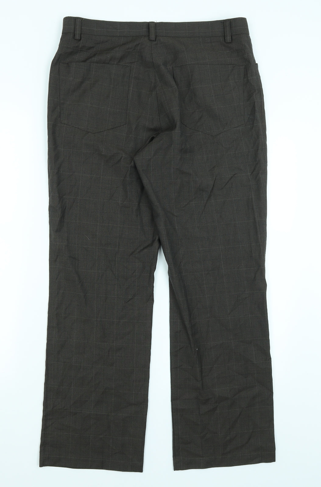 NEXT Mens Brown Check  Dress Pants Trousers Size 32 in L29 in