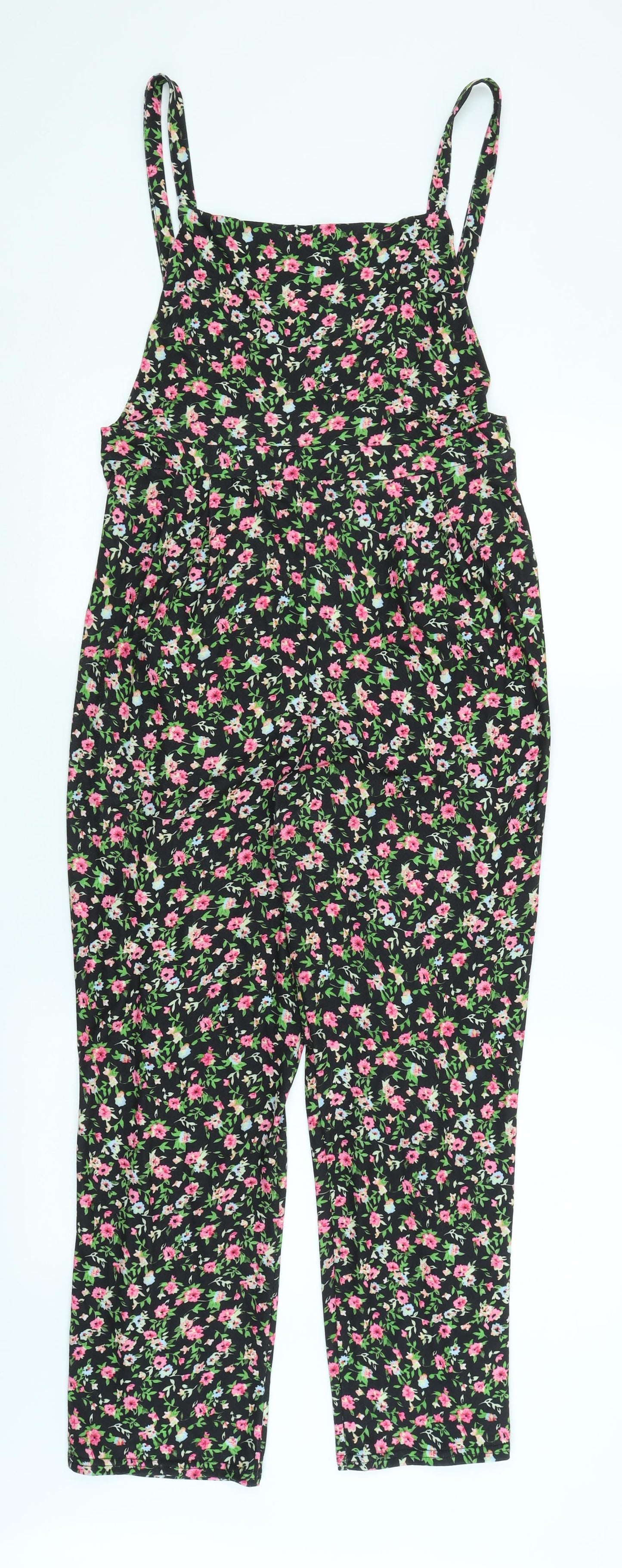 ASOS Womens Black Floral  Dungaree One-Piece Size 12 L27 in